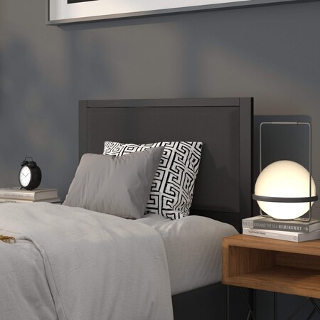Flash Furniture Melbourne Metal Upholstered Twin Size Headboard in Black Fabric HG-HB1717-T-BK-GG